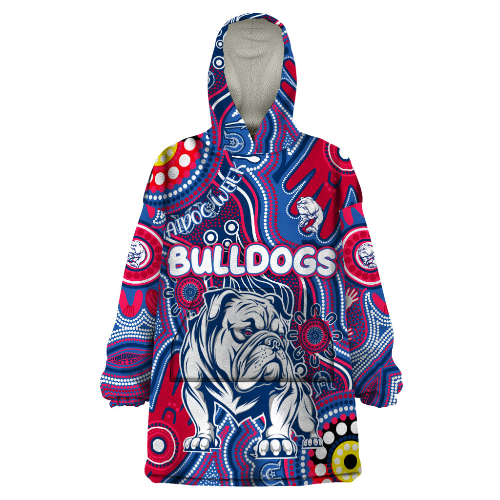 Personalised NAIDOC Week 2024 Western Bulldogs Wearable Blanket Hoodie Australian Aboriginal Hand Painting