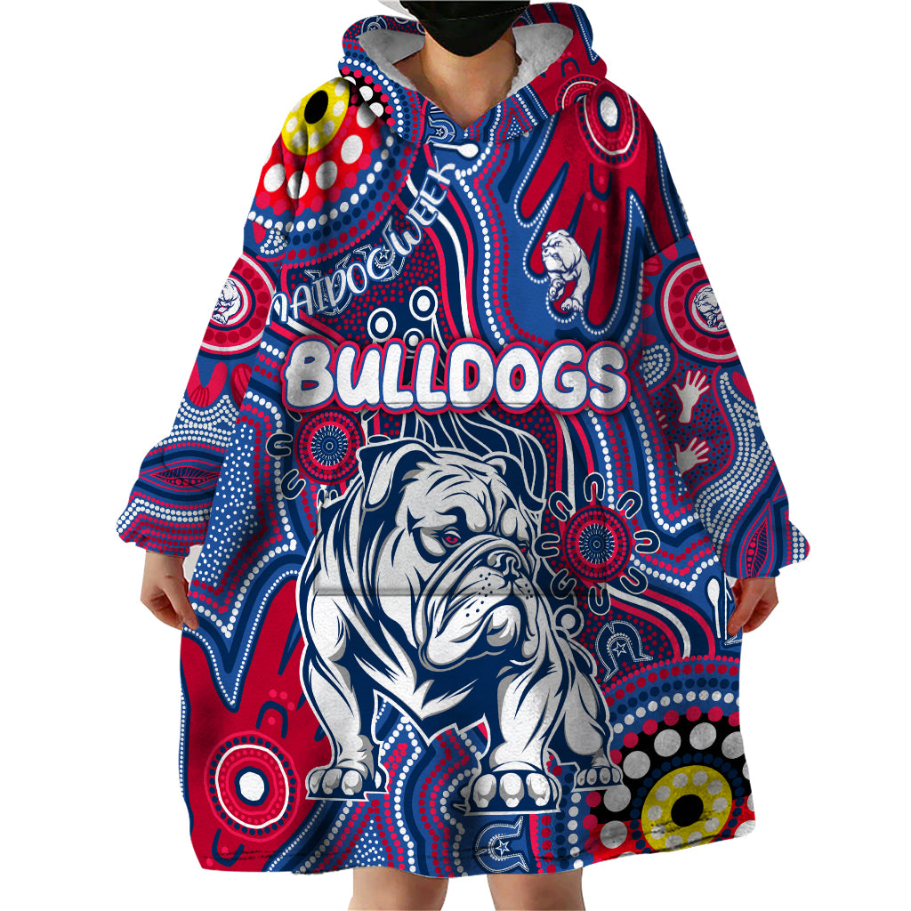Personalised NAIDOC Week 2024 Western Bulldogs Wearable Blanket Hoodie Australian Aboriginal Hand Painting