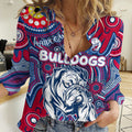 Personalised NAIDOC Week 2024 Western Bulldogs Women Casual Shirt Australian Aboriginal Hand Painting