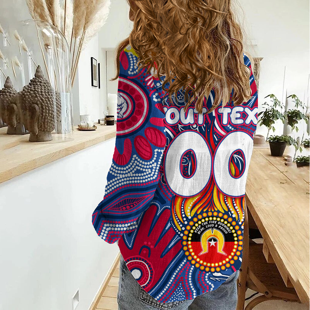 Personalised NAIDOC Week 2024 Western Bulldogs Women Casual Shirt Australian Aboriginal Hand Painting