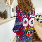 Personalised NAIDOC Week 2024 Western Bulldogs Women Casual Shirt Australian Aboriginal Hand Painting