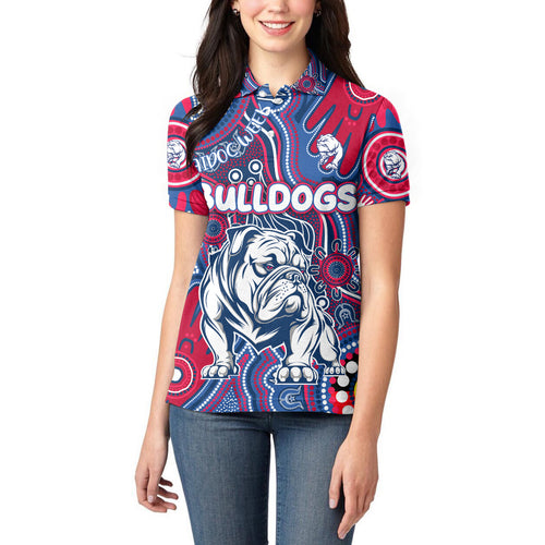 Personalised NAIDOC Week 2024 Western Bulldogs Women Polo Shirt Australian Aboriginal Hand Painting