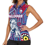 Personalised NAIDOC Week 2024 Western Bulldogs Women Sleeveless Polo Shirt Australian Aboriginal Hand Painting