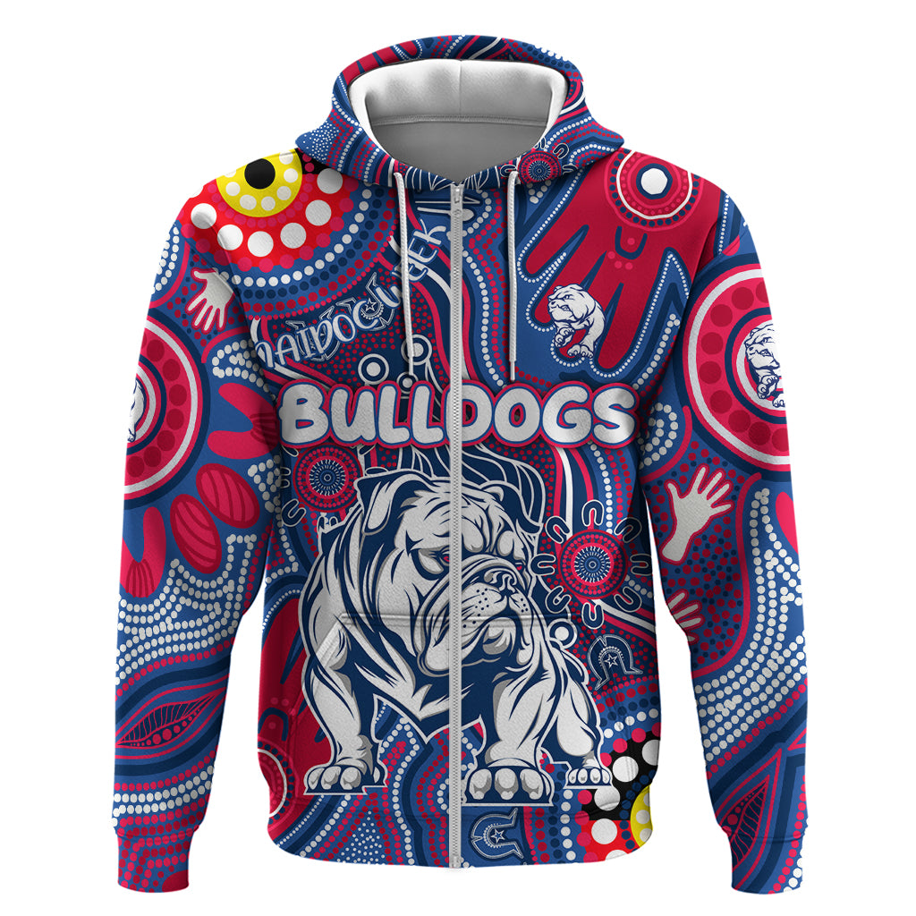 Personalised NAIDOC Week 2024 Western Bulldogs Zip Hoodie Australian Aboriginal Hand Painting