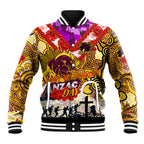 Personalised Broncos ANZAC Day Baseball Jacket Aboriginal Rising Sun