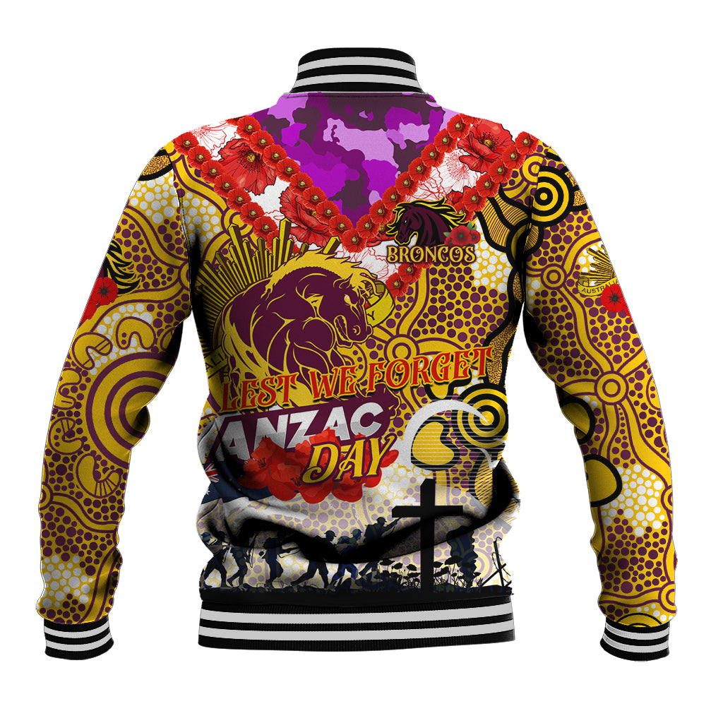 Personalised Broncos ANZAC Day Baseball Jacket Aboriginal Rising Sun