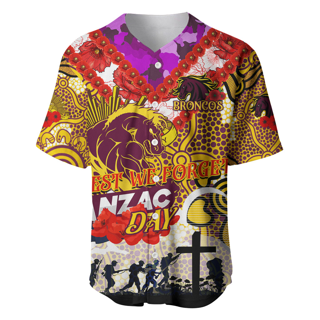 Personalised Broncos ANZAC Day Baseball Jersey Aboriginal Rising Sun