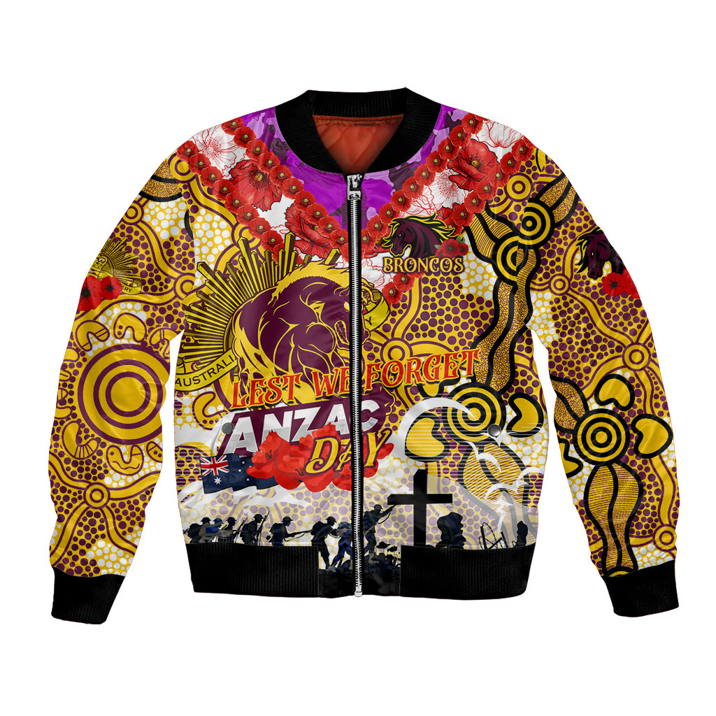 Personalised Broncos ANZAC Day Bomber Jacket Aboriginal Rising Sun