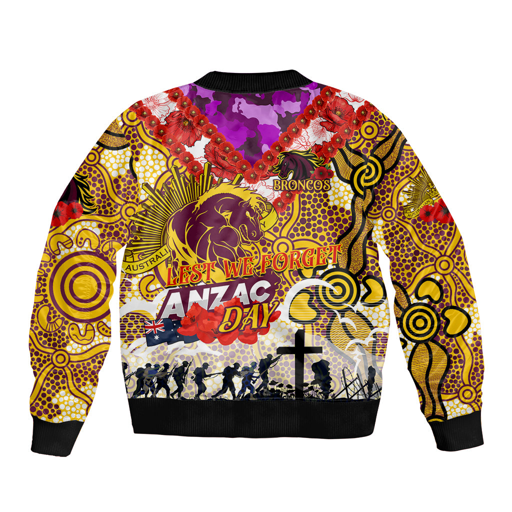 Personalised Broncos ANZAC Day Bomber Jacket Aboriginal Rising Sun