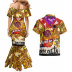 Personalised Broncos ANZAC Day Couples Matching Mermaid Dress and Hawaiian Shirt Aboriginal Rising Sun