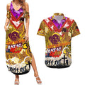 Personalised Broncos ANZAC Day Couples Matching Summer Maxi Dress and Hawaiian Shirt Aboriginal Rising Sun