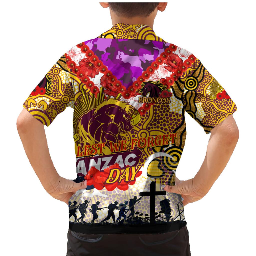 Personalised Broncos ANZAC Day Family Matching Mermaid Dress and Hawaiian Shirt Aboriginal Rising Sun