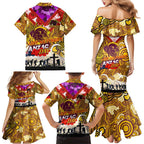 Personalised Broncos ANZAC Day Family Matching Mermaid Dress and Hawaiian Shirt Aboriginal Rising Sun