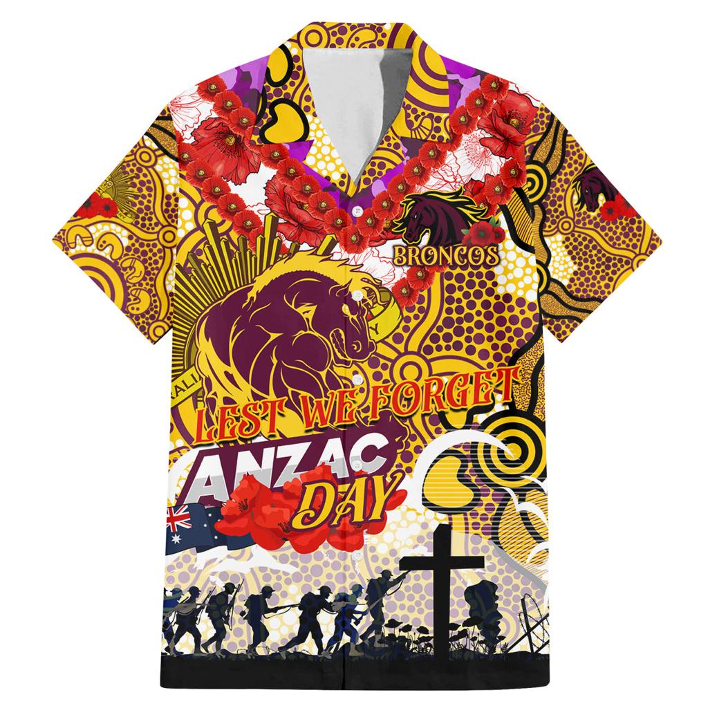 Personalised Broncos ANZAC Day Family Matching Mermaid Dress and Hawaiian Shirt Aboriginal Rising Sun