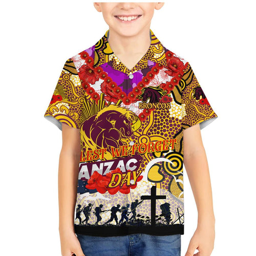 Personalised Broncos ANZAC Day Family Matching Mermaid Dress and Hawaiian Shirt Aboriginal Rising Sun