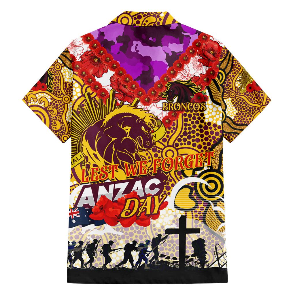 Personalised Broncos ANZAC Day Family Matching Off Shoulder Short Dress and Hawaiian Shirt Aboriginal Rising Sun