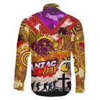 Personalised Broncos ANZAC Day Family Matching Off Shoulder Short Dress and Hawaiian Shirt Aboriginal Rising Sun
