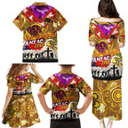Personalised Broncos ANZAC Day Family Matching Puletasi and Hawaiian Shirt Aboriginal Rising Sun