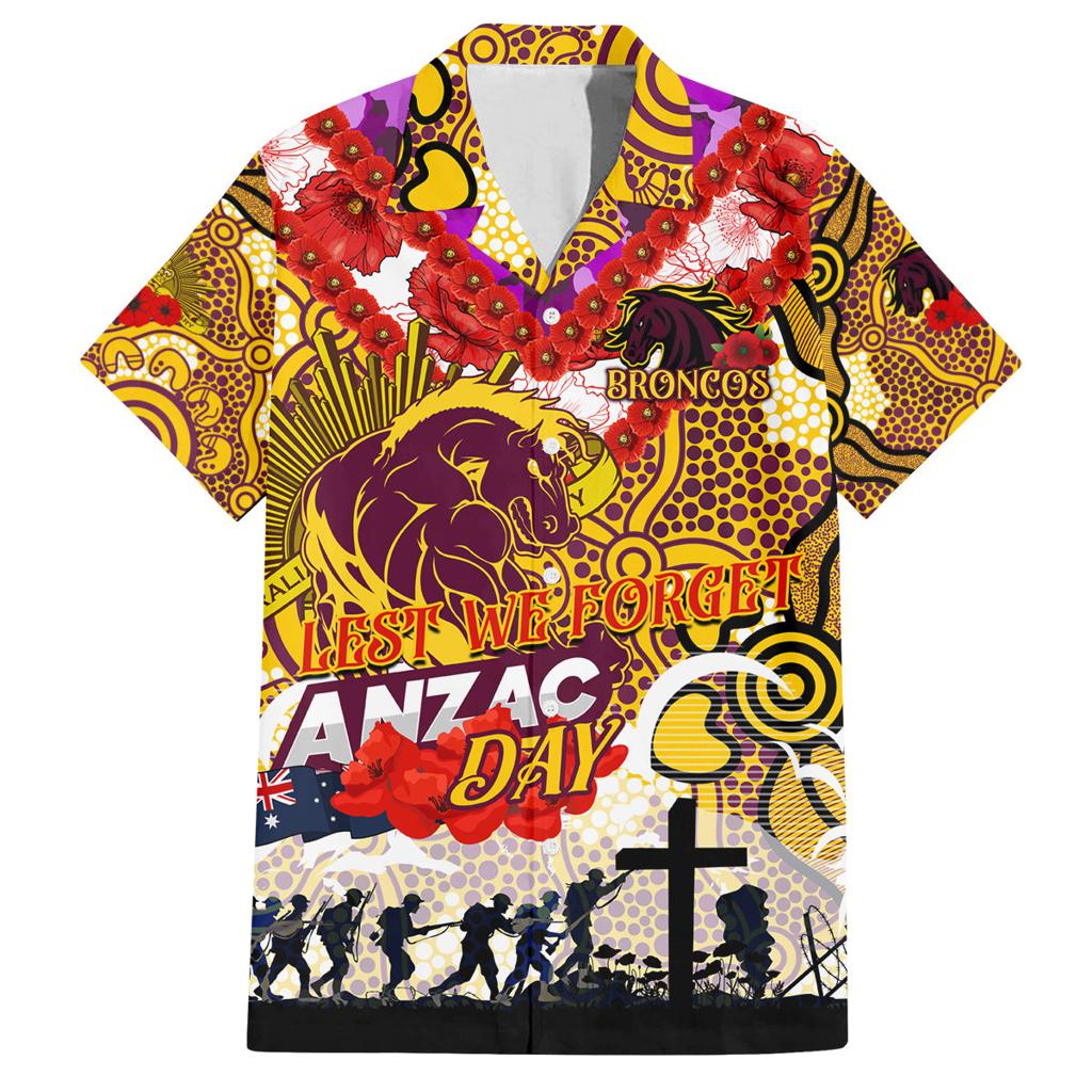 Personalised Broncos ANZAC Day Family Matching Puletasi and Hawaiian Shirt Aboriginal Rising Sun