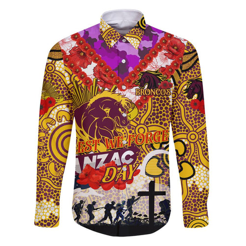 Personalised Broncos ANZAC Day Family Matching Puletasi and Hawaiian Shirt Aboriginal Rising Sun