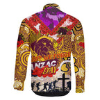 Personalised Broncos ANZAC Day Family Matching Short Sleeve Bodycon Dress and Hawaiian Shirt Aboriginal Rising Sun