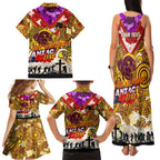 Personalised Broncos ANZAC Day Family Matching Tank Maxi Dress and Hawaiian Shirt Aboriginal Rising Sun