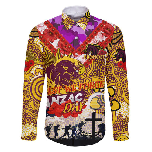 Personalised Broncos ANZAC Day Family Matching Tank Maxi Dress and Hawaiian Shirt Aboriginal Rising Sun