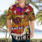 Personalised Broncos ANZAC Day Hawaiian Shirt Aboriginal Rising Sun