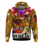 Personalised Broncos ANZAC Day Hoodie Aboriginal Rising Sun