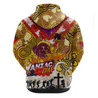 Personalised Broncos ANZAC Day Hoodie Aboriginal Rising Sun