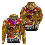 Personalised Broncos ANZAC Day Hoodie Aboriginal Rising Sun