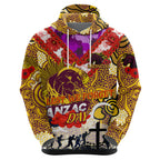 Personalised Broncos ANZAC Day Hoodie Aboriginal Rising Sun