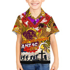 Personalised Broncos ANZAC Day Kid Hawaiian Shirt Aboriginal Rising Sun