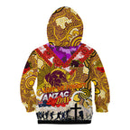 Personalised Broncos ANZAC Day Kid Hoodie Aboriginal Rising Sun