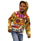 Personalised Broncos ANZAC Day Kid Hoodie Aboriginal Rising Sun