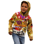 Personalised Broncos ANZAC Day Kid Hoodie Aboriginal Rising Sun