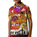 Personalised Broncos ANZAC Day Kid Polo Shirt Aboriginal Rising Sun