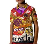 Personalised Broncos ANZAC Day Kid Polo Shirt Aboriginal Rising Sun
