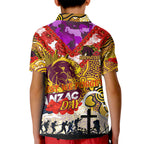 Personalised Broncos ANZAC Day Kid Polo Shirt Aboriginal Rising Sun