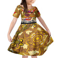 Personalised Broncos ANZAC Day Kid Short Sleeve Dress Aboriginal Rising Sun
