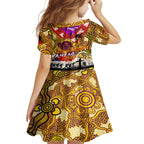 Personalised Broncos ANZAC Day Kid Short Sleeve Dress Aboriginal Rising Sun