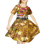 Personalised Broncos ANZAC Day Kid Short Sleeve Dress Aboriginal Rising Sun