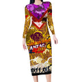 Personalised Broncos ANZAC Day Long Sleeve Bodycon Dress Aboriginal Rising Sun