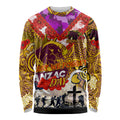 Personalised Broncos ANZAC Day Long Sleeve Shirt Aboriginal Rising Sun