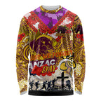 Personalised Broncos ANZAC Day Long Sleeve Shirt Aboriginal Rising Sun