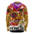 Personalised Broncos ANZAC Day Long Sleeve Shirt Aboriginal Rising Sun