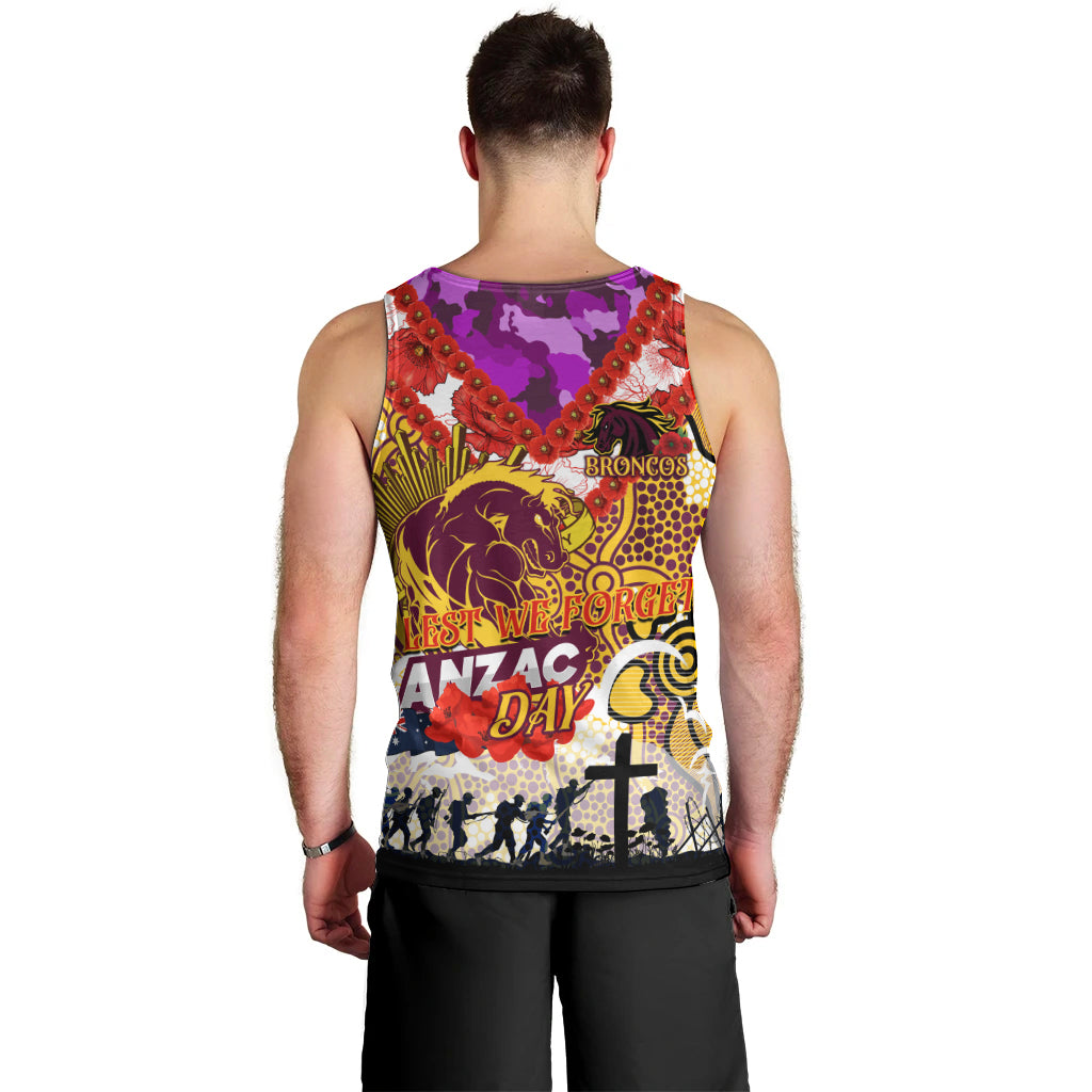 Personalised Broncos ANZAC Day Men Tank Top Aboriginal Rising Sun