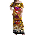 Personalised Broncos ANZAC Day Off Shoulder Maxi Dress Aboriginal Rising Sun