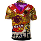 Personalised Broncos ANZAC Day Polo Shirt Aboriginal Rising Sun