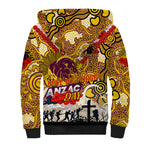 Personalised Broncos ANZAC Day Sherpa Hoodie Aboriginal Rising Sun